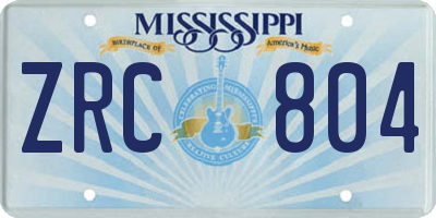 MS license plate ZRC804