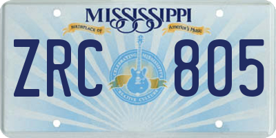 MS license plate ZRC805