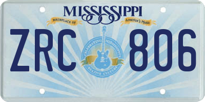 MS license plate ZRC806