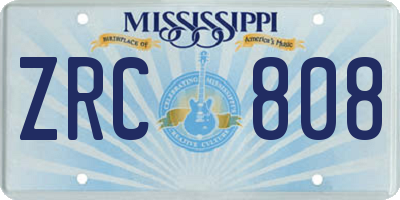 MS license plate ZRC808