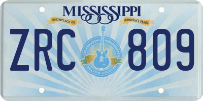 MS license plate ZRC809