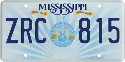 MS license plate ZRC815