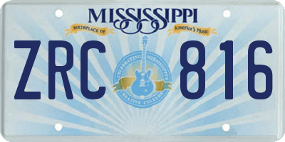 MS license plate ZRC816