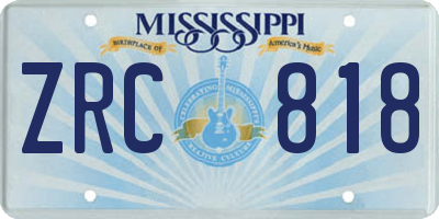 MS license plate ZRC818
