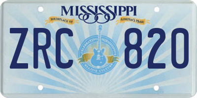 MS license plate ZRC820