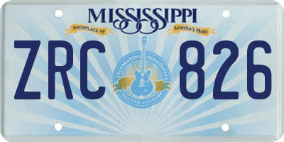 MS license plate ZRC826