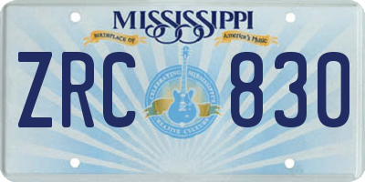 MS license plate ZRC830