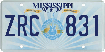 MS license plate ZRC831