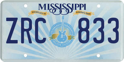 MS license plate ZRC833