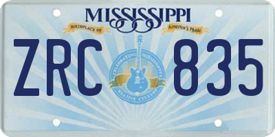 MS license plate ZRC835