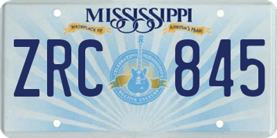 MS license plate ZRC845