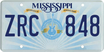 MS license plate ZRC848