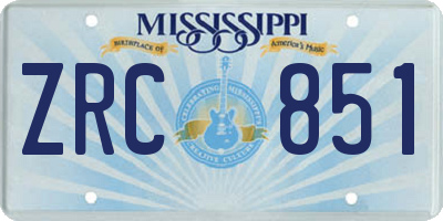 MS license plate ZRC851