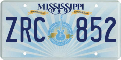 MS license plate ZRC852