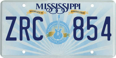 MS license plate ZRC854