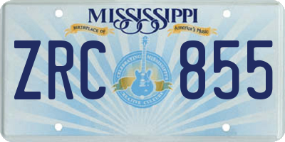 MS license plate ZRC855