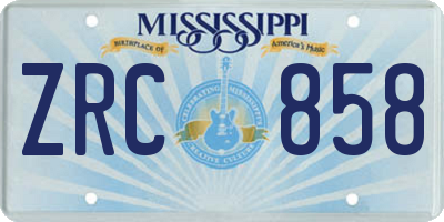 MS license plate ZRC858