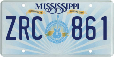 MS license plate ZRC861