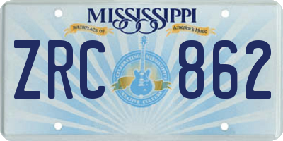 MS license plate ZRC862