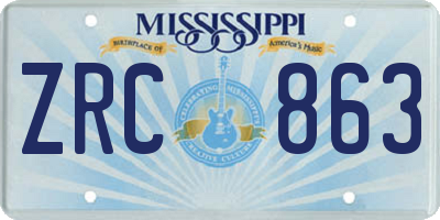 MS license plate ZRC863