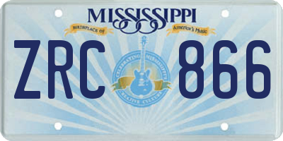 MS license plate ZRC866