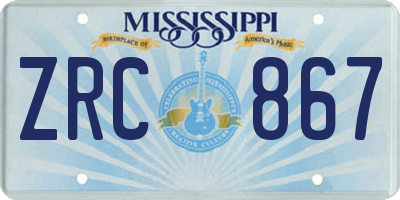 MS license plate ZRC867