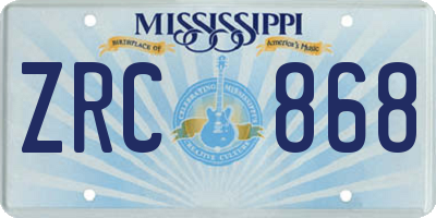 MS license plate ZRC868