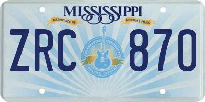 MS license plate ZRC870