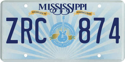 MS license plate ZRC874