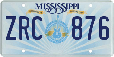 MS license plate ZRC876
