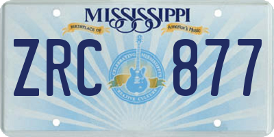 MS license plate ZRC877