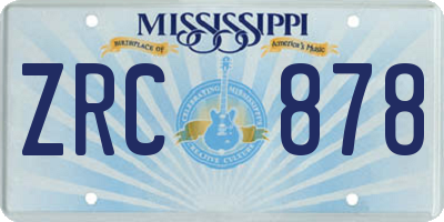 MS license plate ZRC878