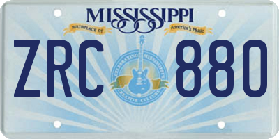 MS license plate ZRC880