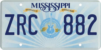MS license plate ZRC882