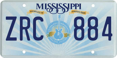 MS license plate ZRC884