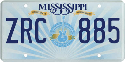 MS license plate ZRC885