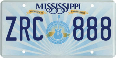 MS license plate ZRC888
