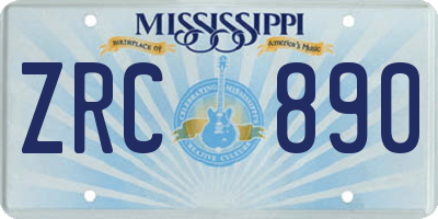 MS license plate ZRC890