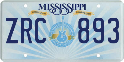 MS license plate ZRC893