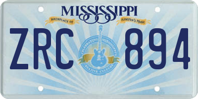 MS license plate ZRC894
