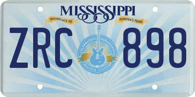 MS license plate ZRC898