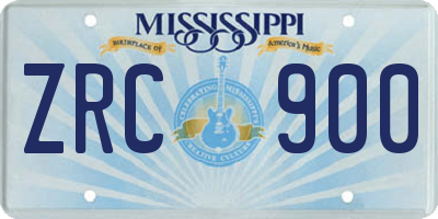 MS license plate ZRC900
