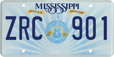MS license plate ZRC901