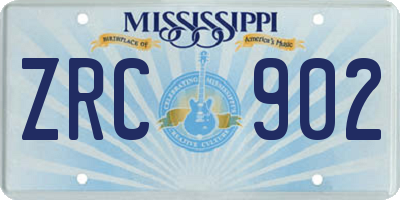 MS license plate ZRC902
