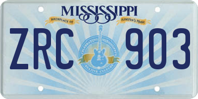 MS license plate ZRC903
