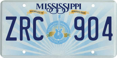 MS license plate ZRC904