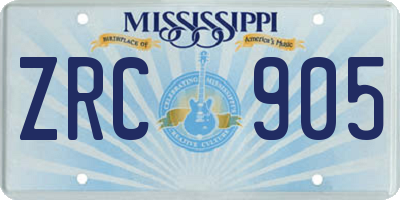 MS license plate ZRC905
