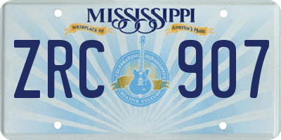 MS license plate ZRC907