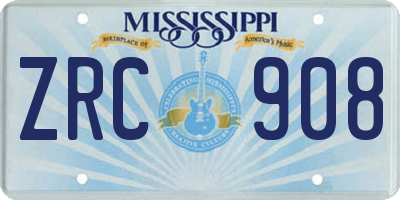 MS license plate ZRC908
