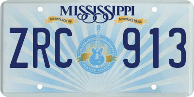 MS license plate ZRC913